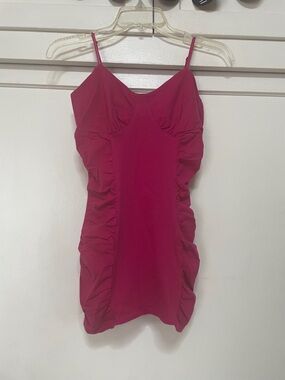 Fuchsia Ruched Spaghetti Strap Tank Top